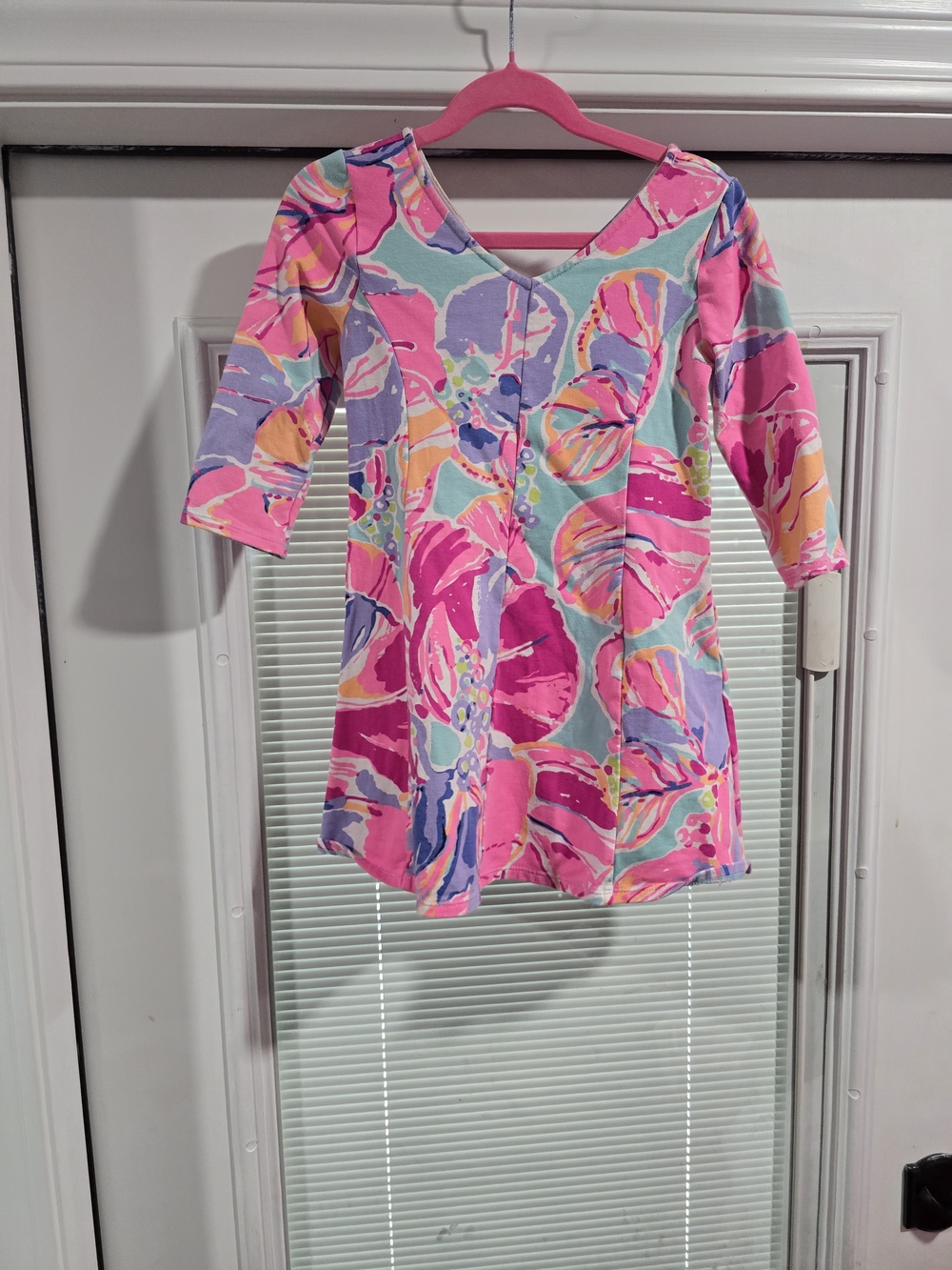 Lilly Pulitzer Pink Multicolor Floral A-Line Knit Dress
